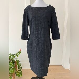 SARAH PACINI Dress 3/4 Sleeve Textured Fabric Adjustable Side Zip Slit Lagenlook